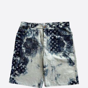 Louis Vuitton Blue Bleached Bandana Monogram Denim Shorts
